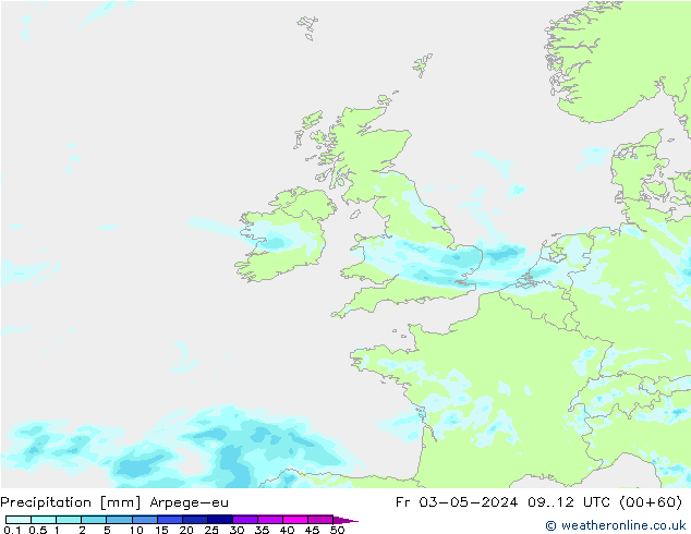 осадки Arpege-eu пт 03.05.2024 12 UTC