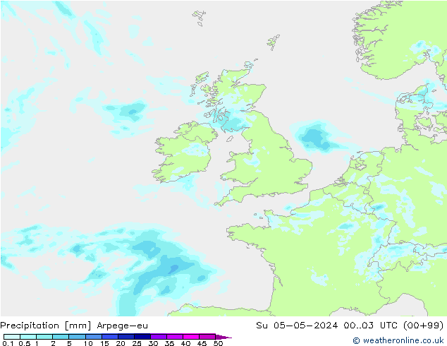 Neerslag Arpege-eu zo 05.05.2024 03 UTC