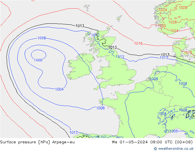 Yer basıncı Arpege-eu Çar 01.05.2024 09 UTC