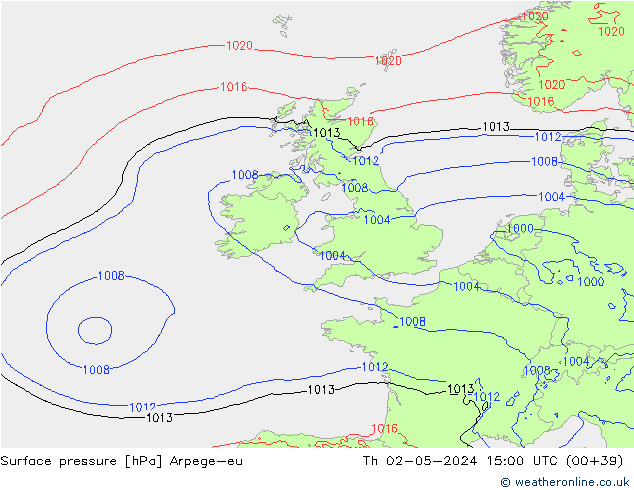 pressão do solo Arpege-eu Qui 02.05.2024 15 UTC