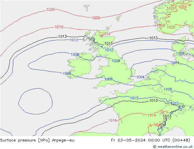 приземное давление Arpege-eu пт 03.05.2024 00 UTC