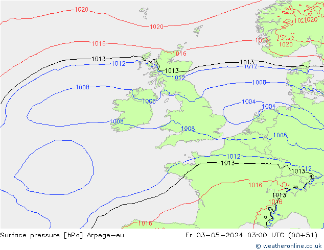 Luchtdruk (Grond) Arpege-eu vr 03.05.2024 03 UTC