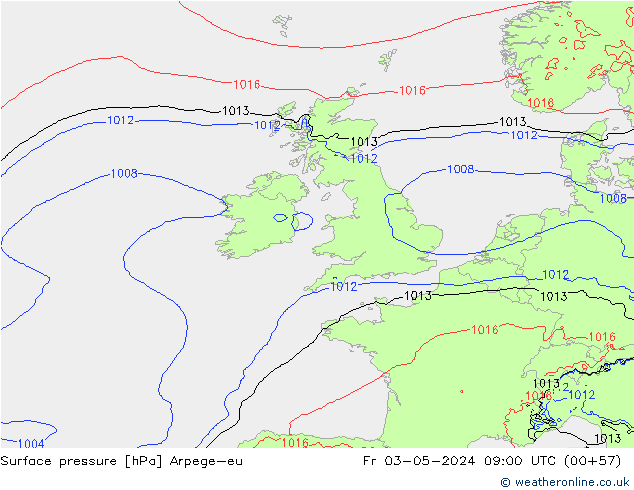 Surface pressure Arpege-eu Fr 03.05.2024 09 UTC