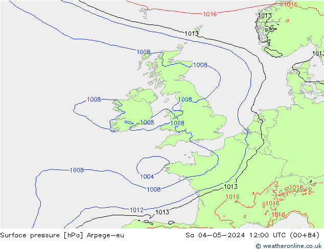 Atmosférický tlak Arpege-eu So 04.05.2024 12 UTC