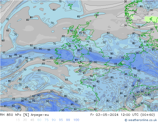 RH 850 hPa Arpege-eu pt. 03.05.2024 12 UTC