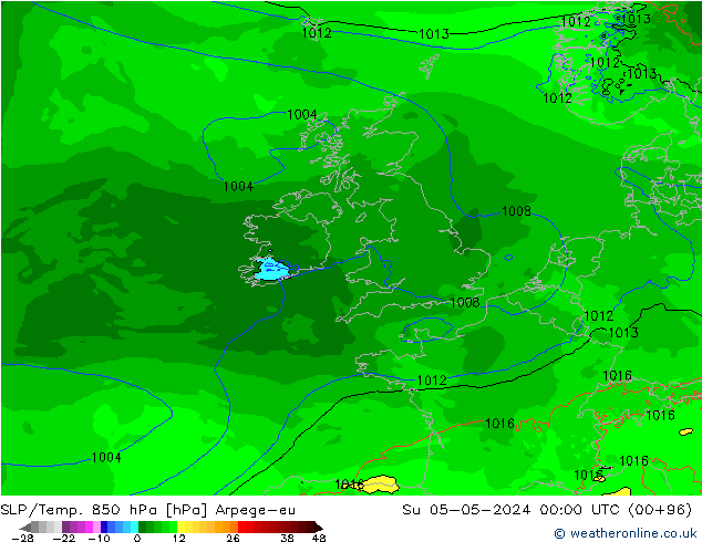 SLP/Temp. 850 hPa Arpege-eu So 05.05.2024 00 UTC