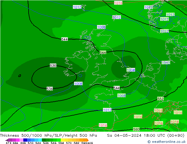 Thck 500-1000hPa Arpege-eu So 04.05.2024 18 UTC