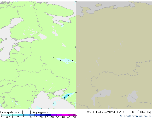 Niederschlag Arpege-eu Mi 01.05.2024 06 UTC