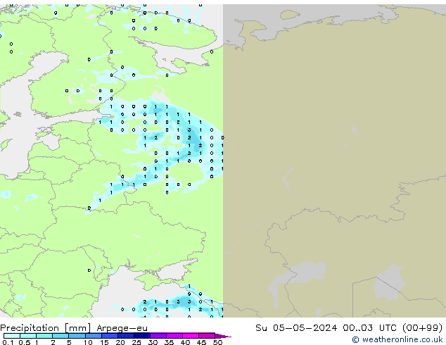 Precipitation Arpege-eu Su 05.05.2024 03 UTC