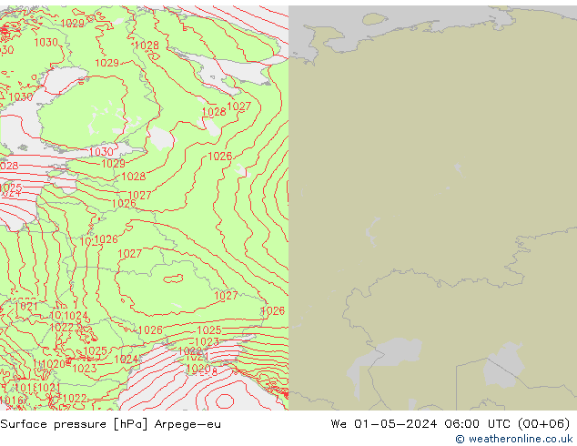 Presión superficial Arpege-eu mié 01.05.2024 06 UTC