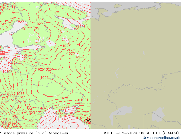 Surface pressure Arpege-eu We 01.05.2024 09 UTC