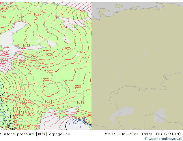 pressão do solo Arpege-eu Qua 01.05.2024 18 UTC