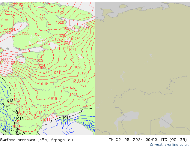 Yer basıncı Arpege-eu Per 02.05.2024 09 UTC