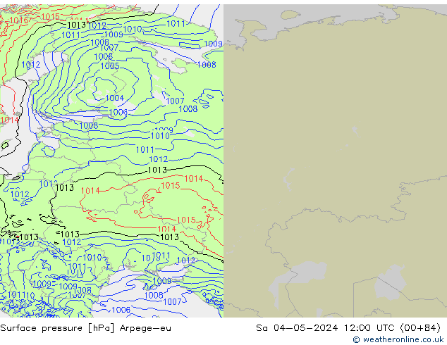 Atmosférický tlak Arpege-eu So 04.05.2024 12 UTC