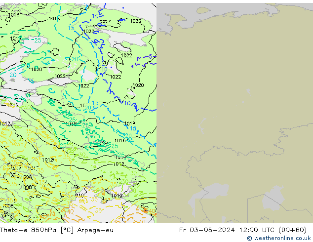 Theta-e 850hPa Arpege-eu pt. 03.05.2024 12 UTC