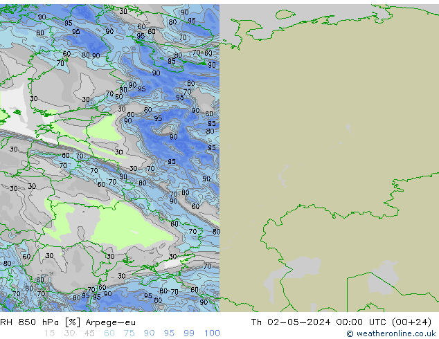 RV 850 hPa Arpege-eu do 02.05.2024 00 UTC