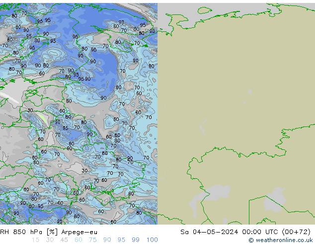 850 hPa Nispi Nem Arpege-eu Cts 04.05.2024 00 UTC