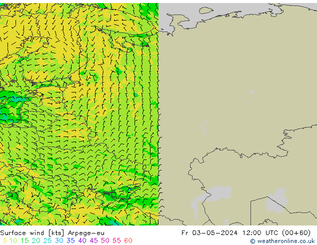 Surface wind Arpege-eu Pá 03.05.2024 12 UTC