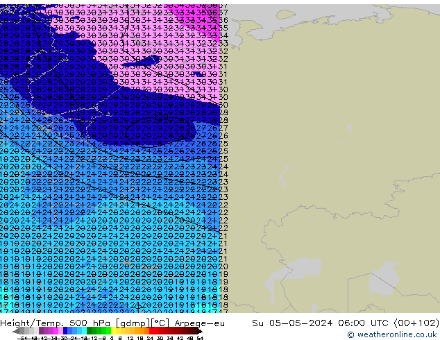 Height/Temp. 500 hPa Arpege-eu Su 05.05.2024 06 UTC