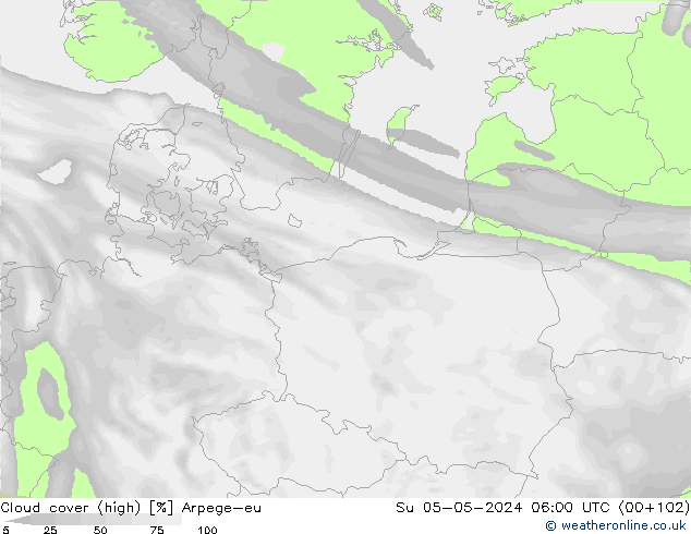 Bulutlar (yüksek) Arpege-eu Paz 05.05.2024 06 UTC