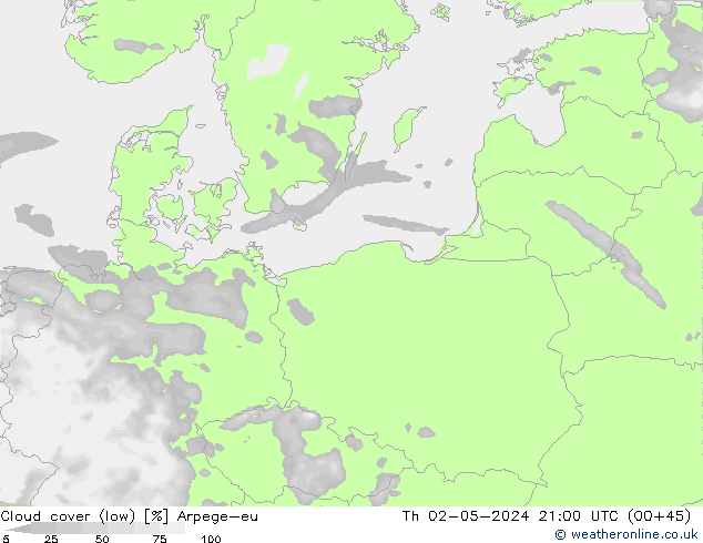 nízká oblaka Arpege-eu Čt 02.05.2024 21 UTC