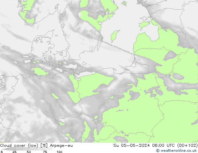 Bulutlar (düşük) Arpege-eu Paz 05.05.2024 06 UTC