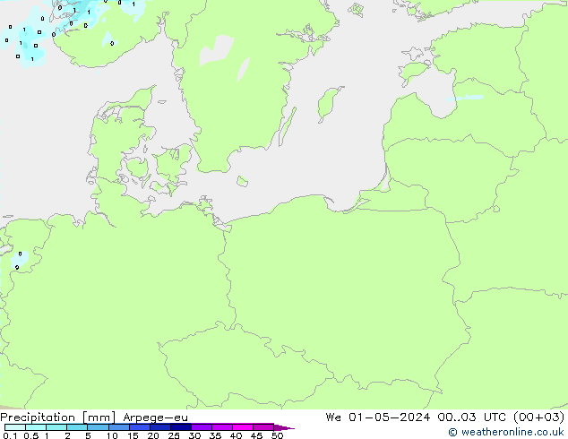 Srážky Arpege-eu St 01.05.2024 03 UTC