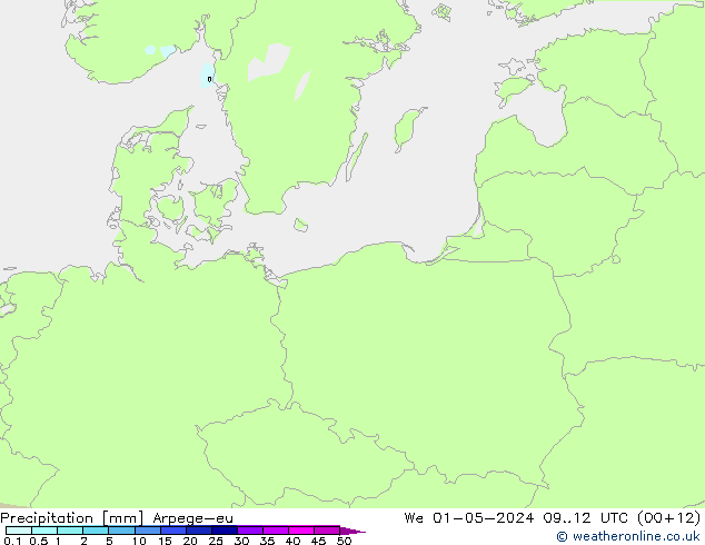 Precipitazione Arpege-eu mer 01.05.2024 12 UTC
