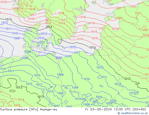 Surface pressure Arpege-eu Fr 03.05.2024 12 UTC