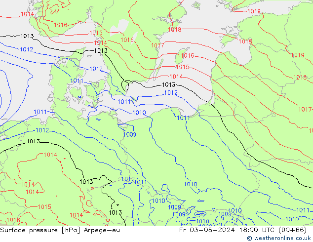 Luchtdruk (Grond) Arpege-eu vr 03.05.2024 18 UTC