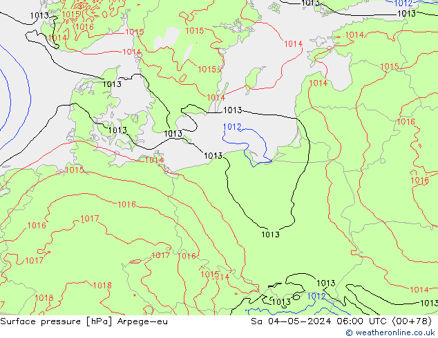 Presión superficial Arpege-eu sáb 04.05.2024 06 UTC
