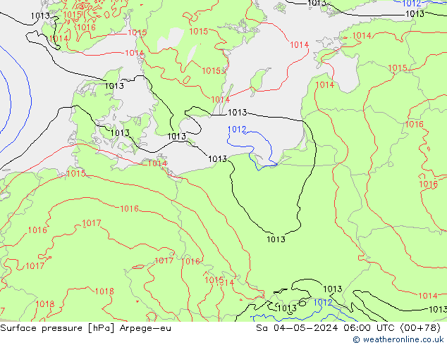 Surface pressure Arpege-eu Sa 04.05.2024 06 UTC