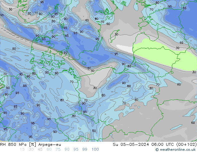 RV 850 hPa Arpege-eu zo 05.05.2024 06 UTC