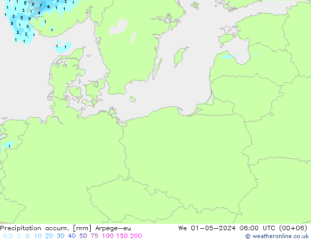 Precipitation accum. Arpege-eu mer 01.05.2024 06 UTC