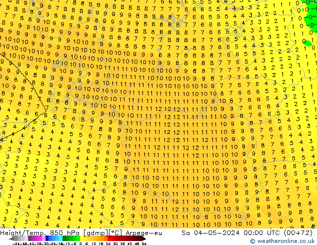 Height/Temp. 850 hPa Arpege-eu Sa 04.05.2024 00 UTC