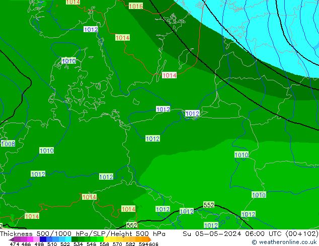 Thck 500-1000hPa Arpege-eu Dom 05.05.2024 06 UTC