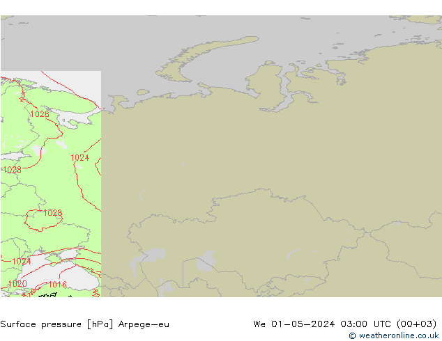 Pressione al suolo Arpege-eu mer 01.05.2024 03 UTC