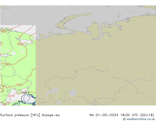 pressão do solo Arpege-eu Qua 01.05.2024 18 UTC