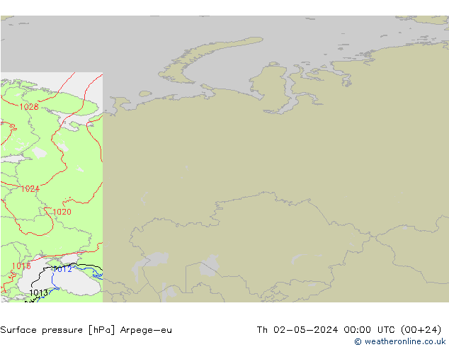 Surface pressure Arpege-eu Th 02.05.2024 00 UTC