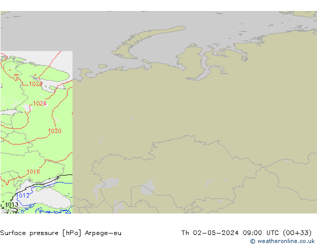 Luchtdruk (Grond) Arpege-eu do 02.05.2024 09 UTC