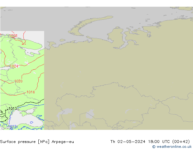 Presión superficial Arpege-eu jue 02.05.2024 18 UTC