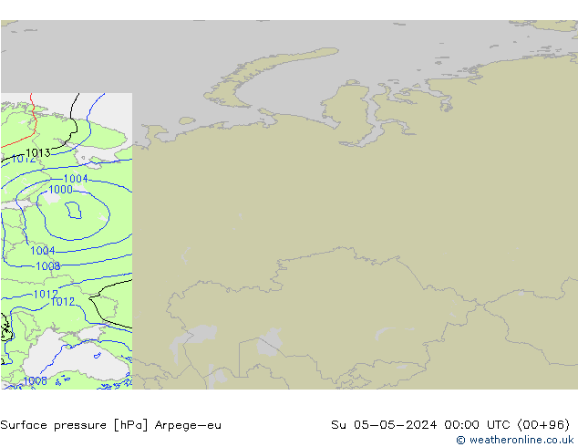 Pressione al suolo Arpege-eu dom 05.05.2024 00 UTC