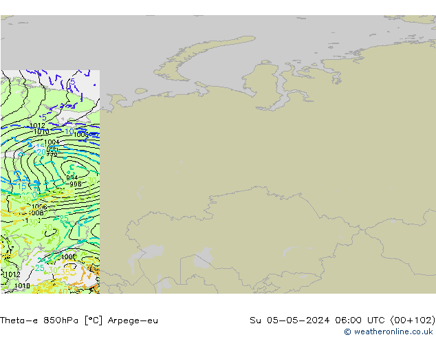 Theta-e 850hPa Arpege-eu Paz 05.05.2024 06 UTC