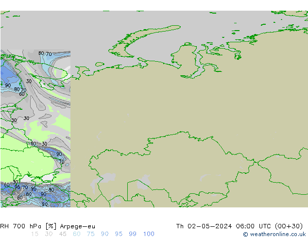 700 hPa Nispi Nem Arpege-eu Per 02.05.2024 06 UTC