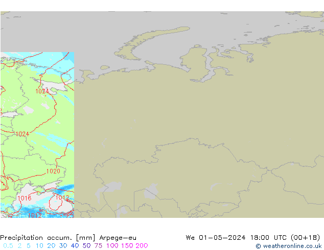 Precipitation accum. Arpege-eu We 01.05.2024 18 UTC