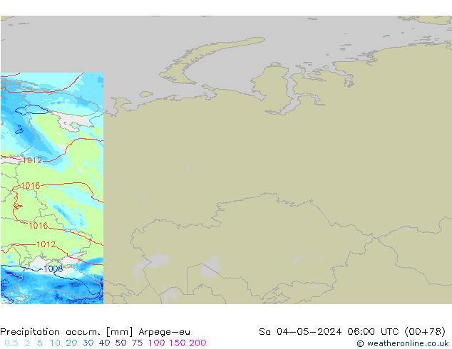 Precipitation accum. Arpege-eu Sa 04.05.2024 06 UTC