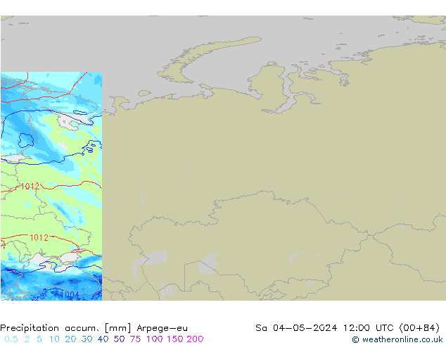 Precipitation accum. Arpege-eu sab 04.05.2024 12 UTC