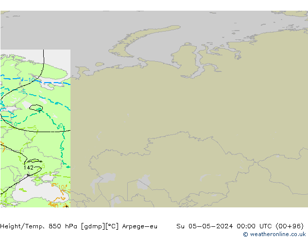 Height/Temp. 850 hPa Arpege-eu Su 05.05.2024 00 UTC