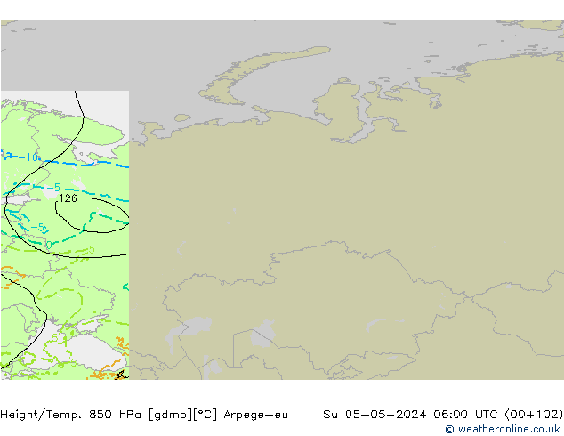 Height/Temp. 850 hPa Arpege-eu Su 05.05.2024 06 UTC