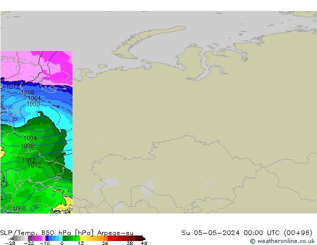 SLP/Temp. 850 hPa Arpege-eu dim 05.05.2024 00 UTC